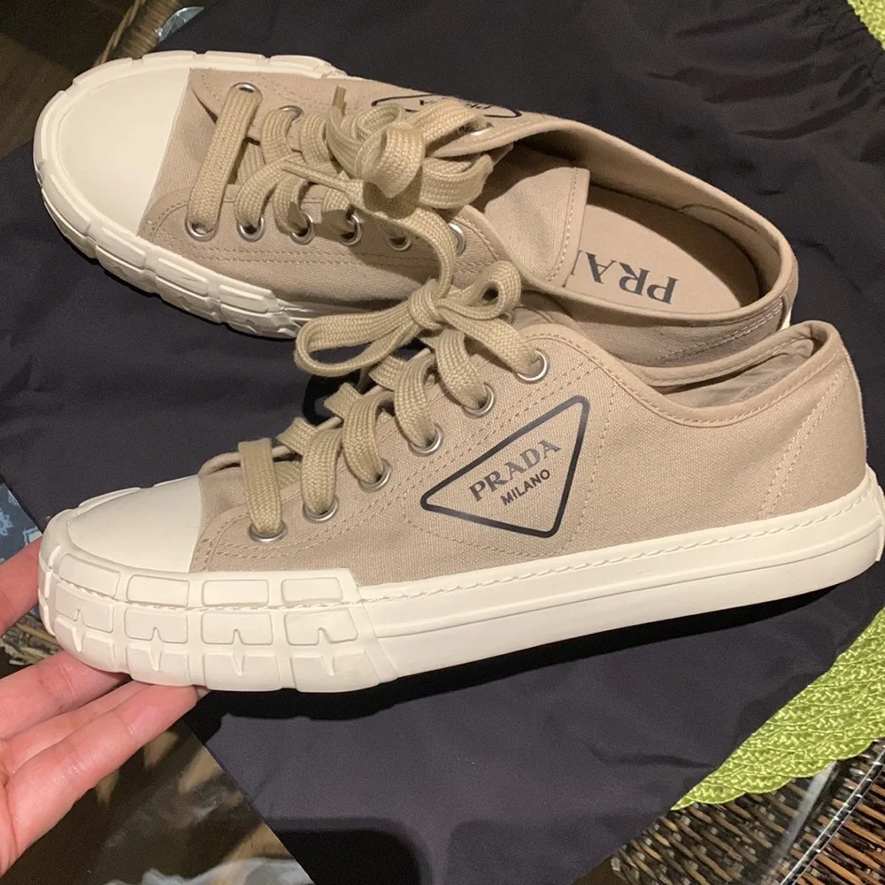 Prada Low Top Beige Sneakers Size 39.5 - Picture 7 of 17